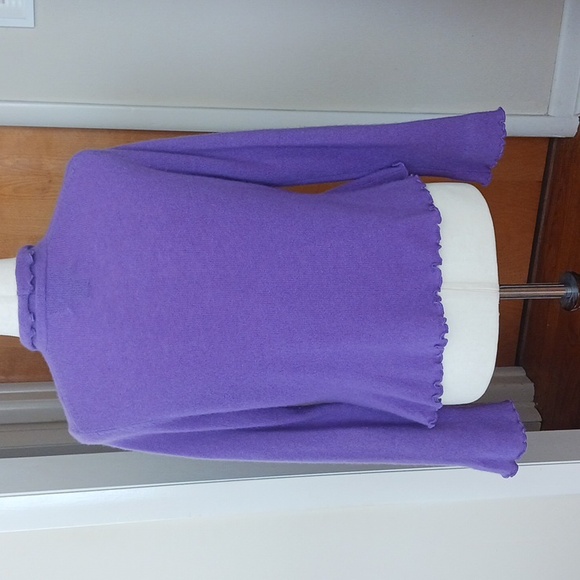 Cynthia Rowley Cashmere Sweater Long Sleeve Open Front Ruffles Purple M - Picture 4 of 7
